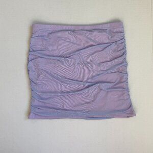 Lilac Ruched Mini Skirt – Wdirara Lavender Bodycon Stretch Skirt
